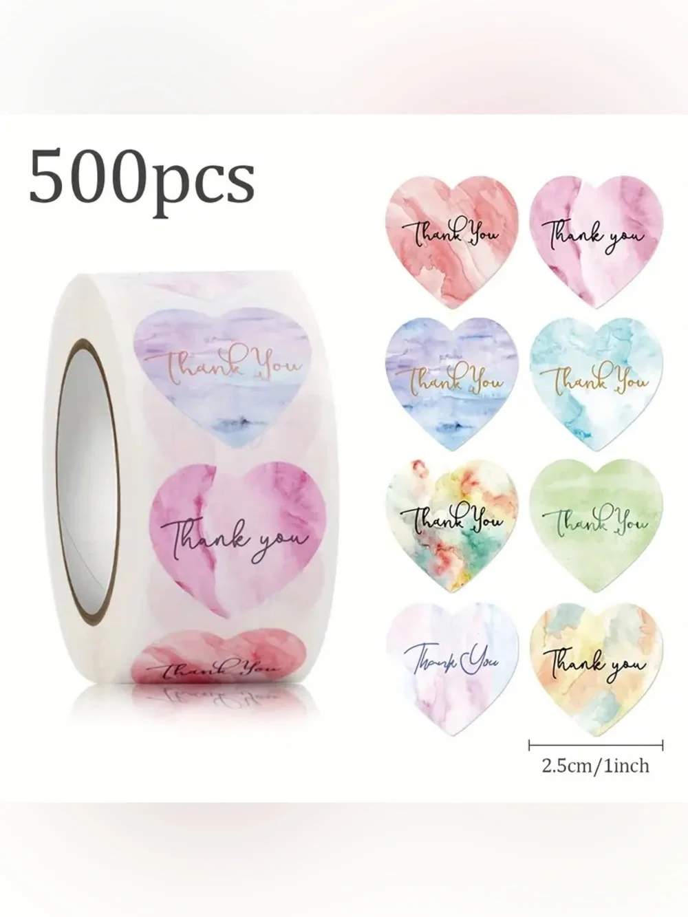 500 stickers $12 • 1” size THANK YOU hearts • brand new